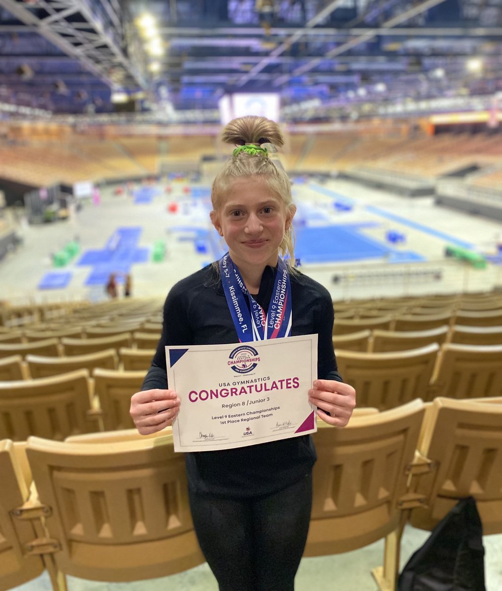 Proud of Ella Escher. 10th Place Level 9 Eastern Nationals and 24th Nationally. The girl works like no other. Here comes level 10 for the next 5 years. 💪🤸‍♀️🥇