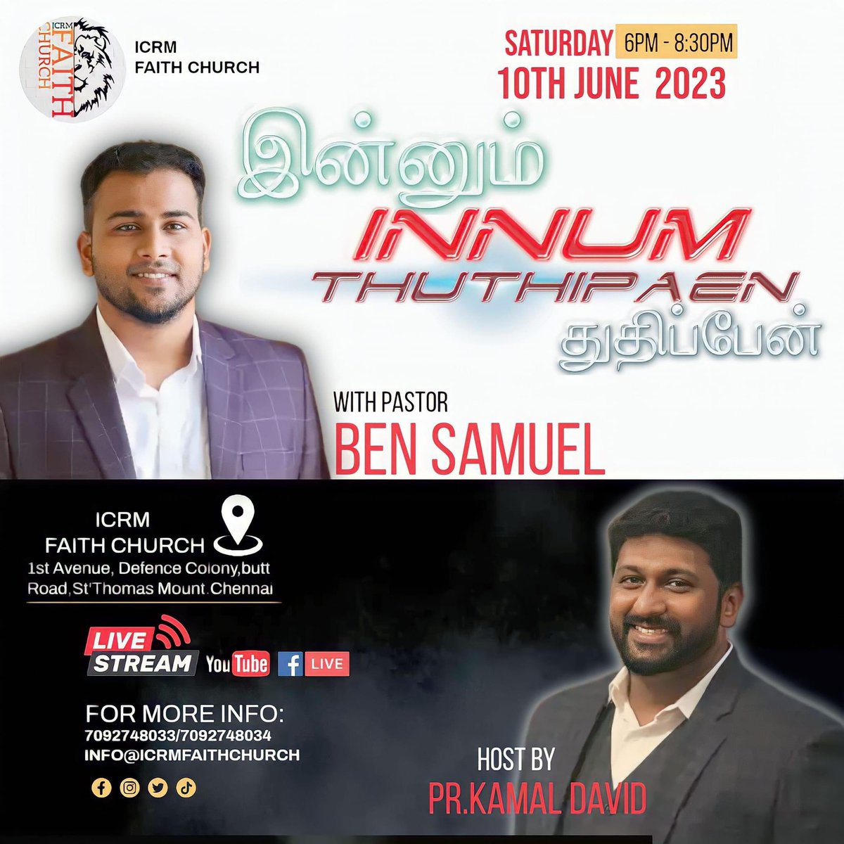 bensamuel95's tweet photo. Join us if you’re around ICRM Faith church 
butt road ,St Thomas mount chennai today evening. https://t.co/qGJjYFnMXC