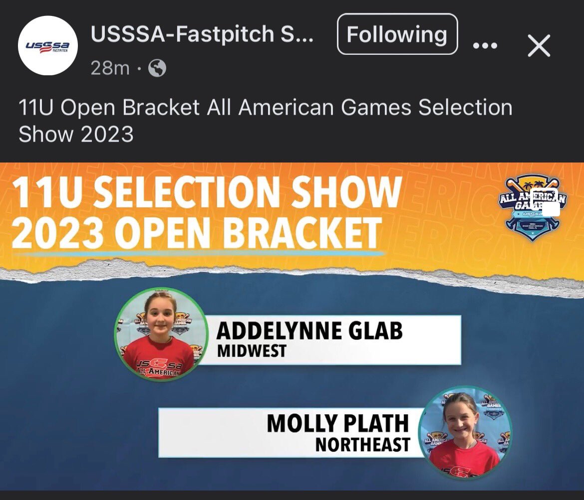 Honored to be selected a USSSA all American!🥎<a href="/USSSAFastpitch/">USSSA Fastpitch</a> <a href="/furygold2011/">Fury Gold 12U</a>