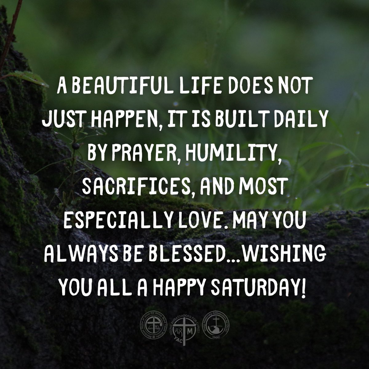 A beautiful life does not just happen, it is built daily by Prayer, Humility, Sacrifices, and most especially Love. May you always be blessed…Wishing you all a Happy Saturday! 

***

#YAC #YMAC #SYM #SVDyouth 
#SHRINEyouthMinistry #ShrineYouth