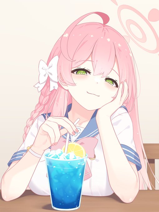 「drinking straw pink hair」 illustration images(Latest)｜5pages