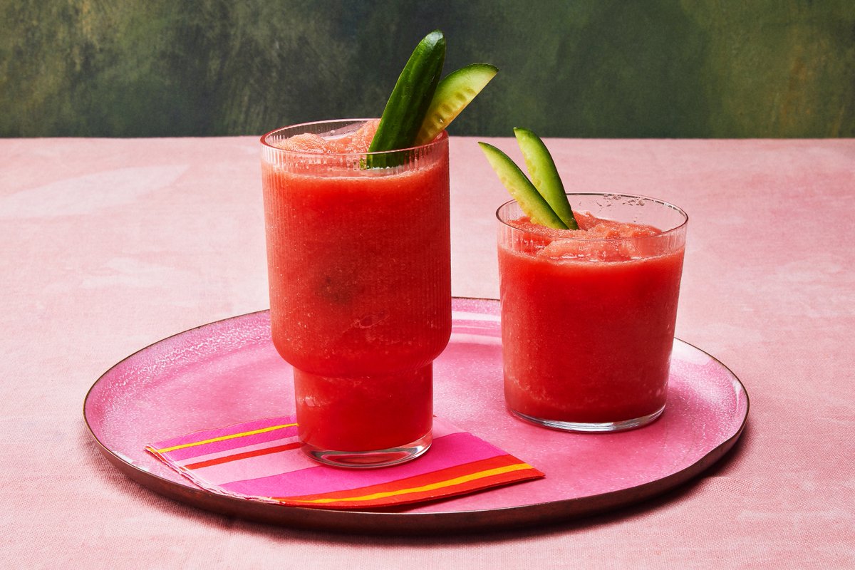 Cookbook author Nicole A. Taylor's Watermelon Cucumber Slushy is a bright and balanced thirst quencher you’ll enjoy on Juneteenth and all of the hot summer days thereafter. bonap.it/QGW5zSQ
