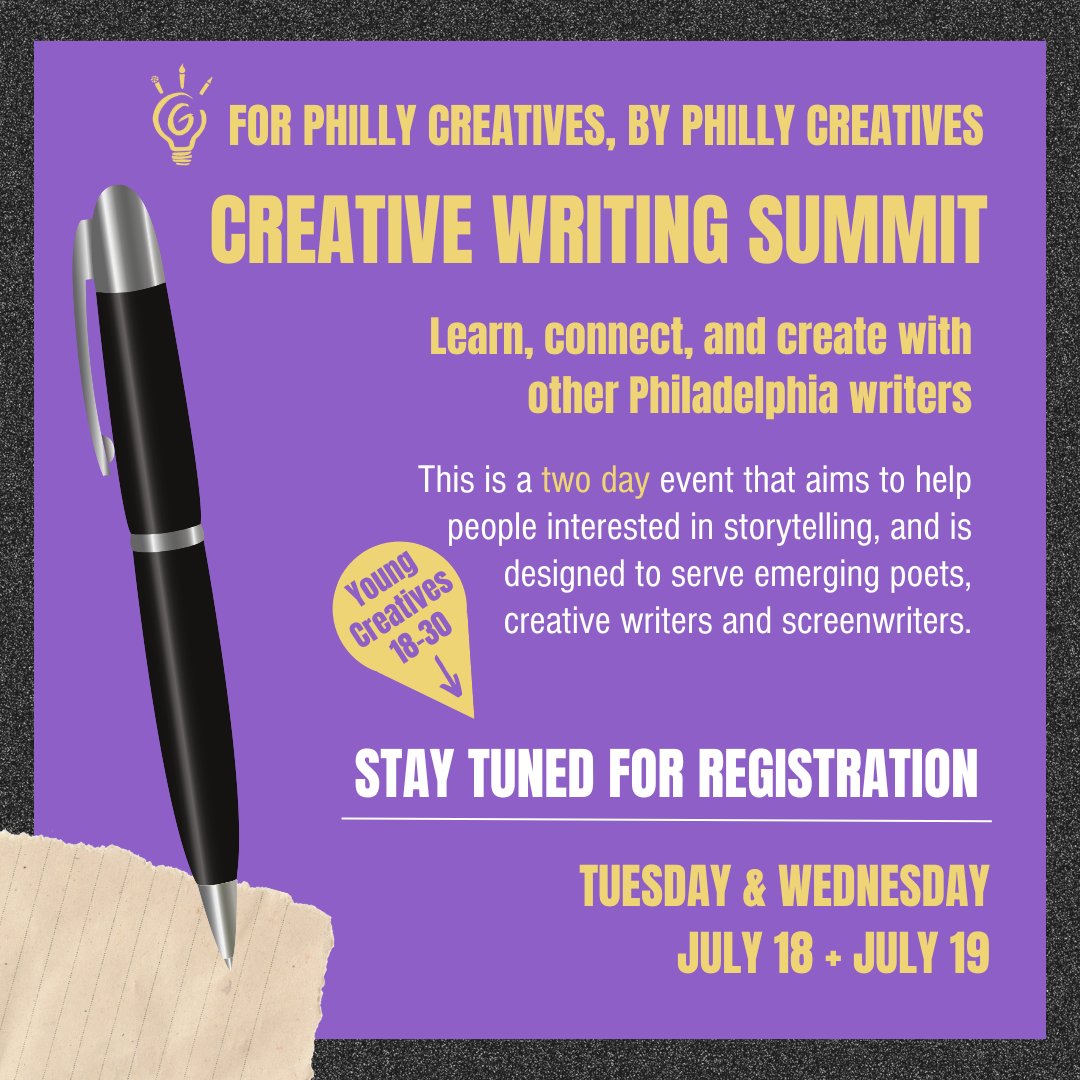 Lil' Filmmakers invites young artists (ages 18-30) to join us on July 18th and 19th for our Creative Grit Creative Writing Summit to learn from and create with local professionals. This event is for writers of all levels!

#lilfilmmakers #creativegrit #creativewriting #artists