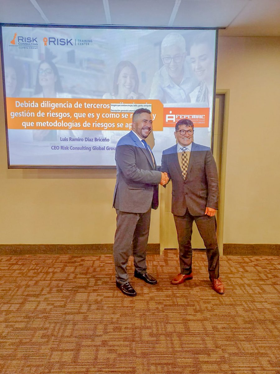 riskconsultingc's tweet image. 🔹Agradecemos a la Federación Peruana de Cajas Municipales de Ahorro y Crédito (FEPCMAC)  y a John Sarmiento, por la invitación a participar en el taller Debida Diligencia de Terceros aplicada a la Gestión de Riesgos.

#riskconsultingglobalgroup #debidadiligencia #FEPCMAC