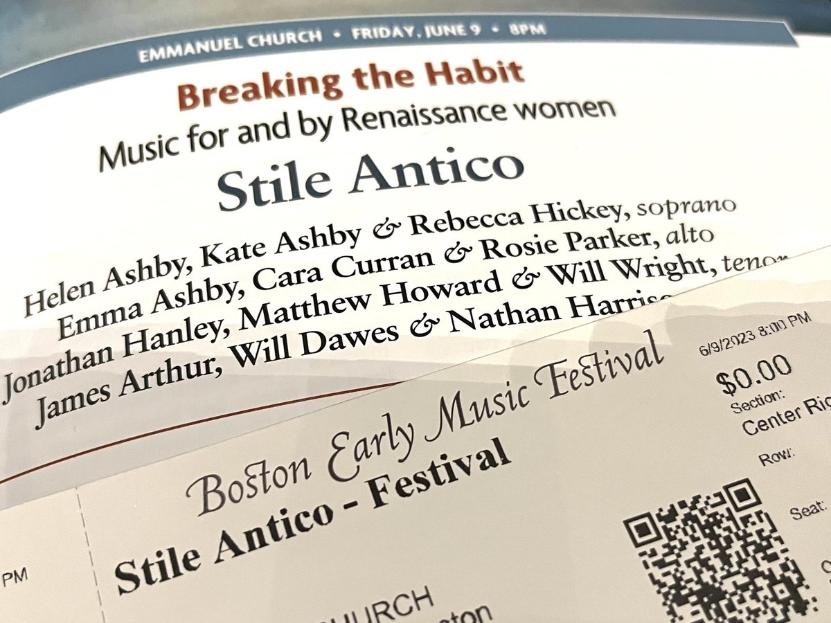 “Music for and by Renaissance Women,” featuring @StileAntico at the @BostonEarly Music Festival. Shhh…! Lights going down….!

#earlymusic #classicalmusic #choralmusic