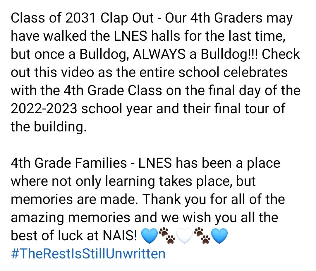 LnesPta's tweet photo. Check out the video of the Class of 2031 Clap Out at LNES on their final day at LNES.

https://t.co/hk15mSxEuu

@LNESPrincipal @MrHercik_Naz @mrvelekei @MrsMillerLNES https://t.co/wge54zAyaN