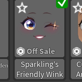 Laragame06's tweet image. Posting this just again cause I’m very desperate for the face at this point trading 7k with tax for the sparkling friendly wink #robloxfacecodes #sparklingfriendlywink