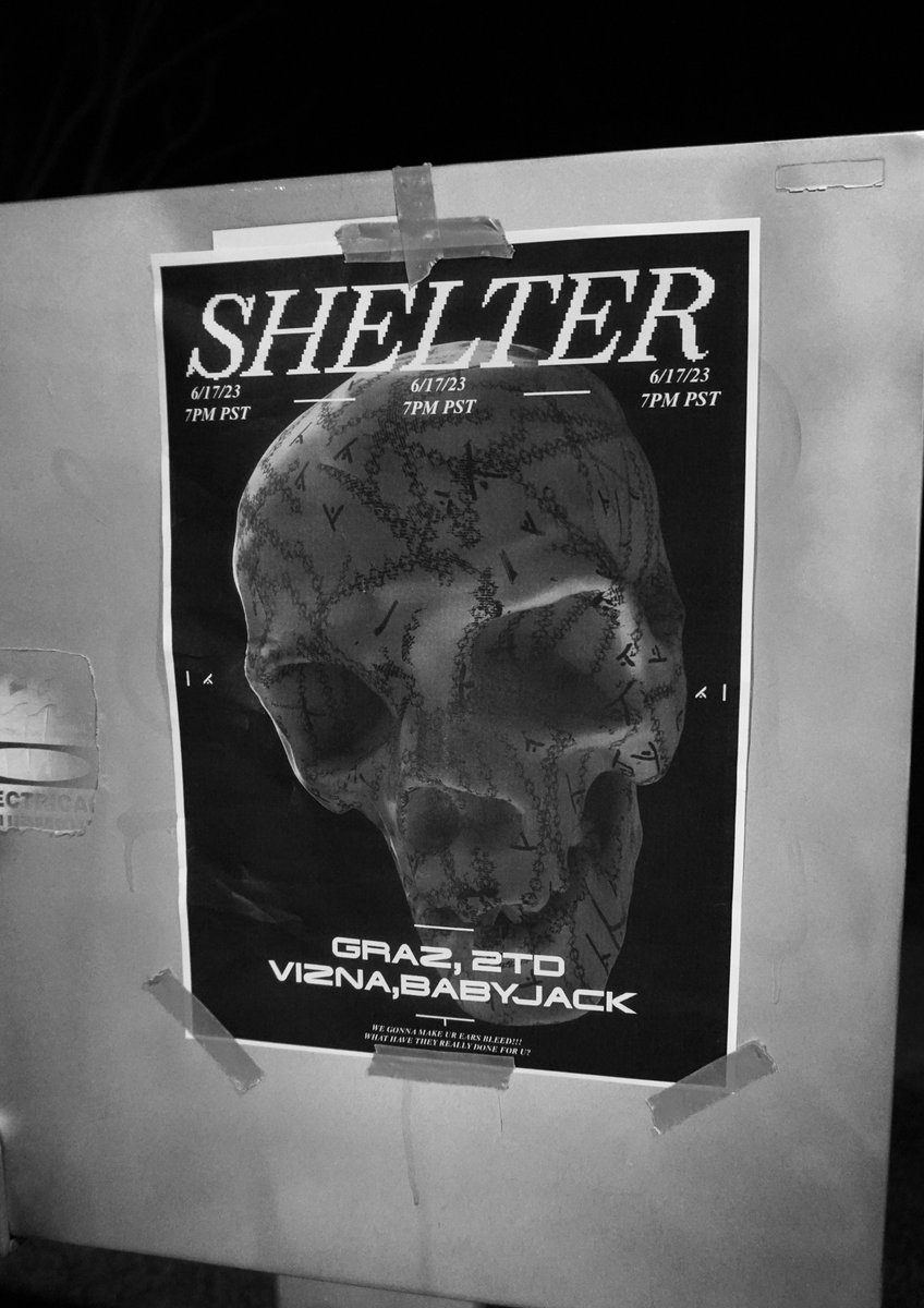 SHELTERVRCLUB's tweet photo. SHELTER.
6.17.23.
@GRAZCORE.
@2TD__.
@VIZNA_.
@BABYJACKU.
7PM. PT. 10PM. ET. 11AM. JT. (JT. IS. 6.18).
STREAM. https://t.co/ecHMtVRmYd.
JOIN. US. https://t.co/XOqQgYH4H0.
POSTER. ART. @NEIRONLINE. https://t.co/DT2tDLr1vm