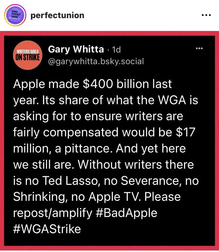 #BadApple #PayWriters #UnionStrong