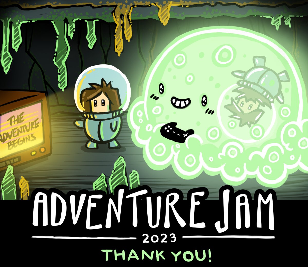 #AdvJam2023 submission time is over!

We hope that you've had a wonderful time participating - whether you worked on a game, used the time to learn some new skills, or cheered on other participants from the sidelines.

Thank you all for participating 💕  itch.io/jam/advjam2023