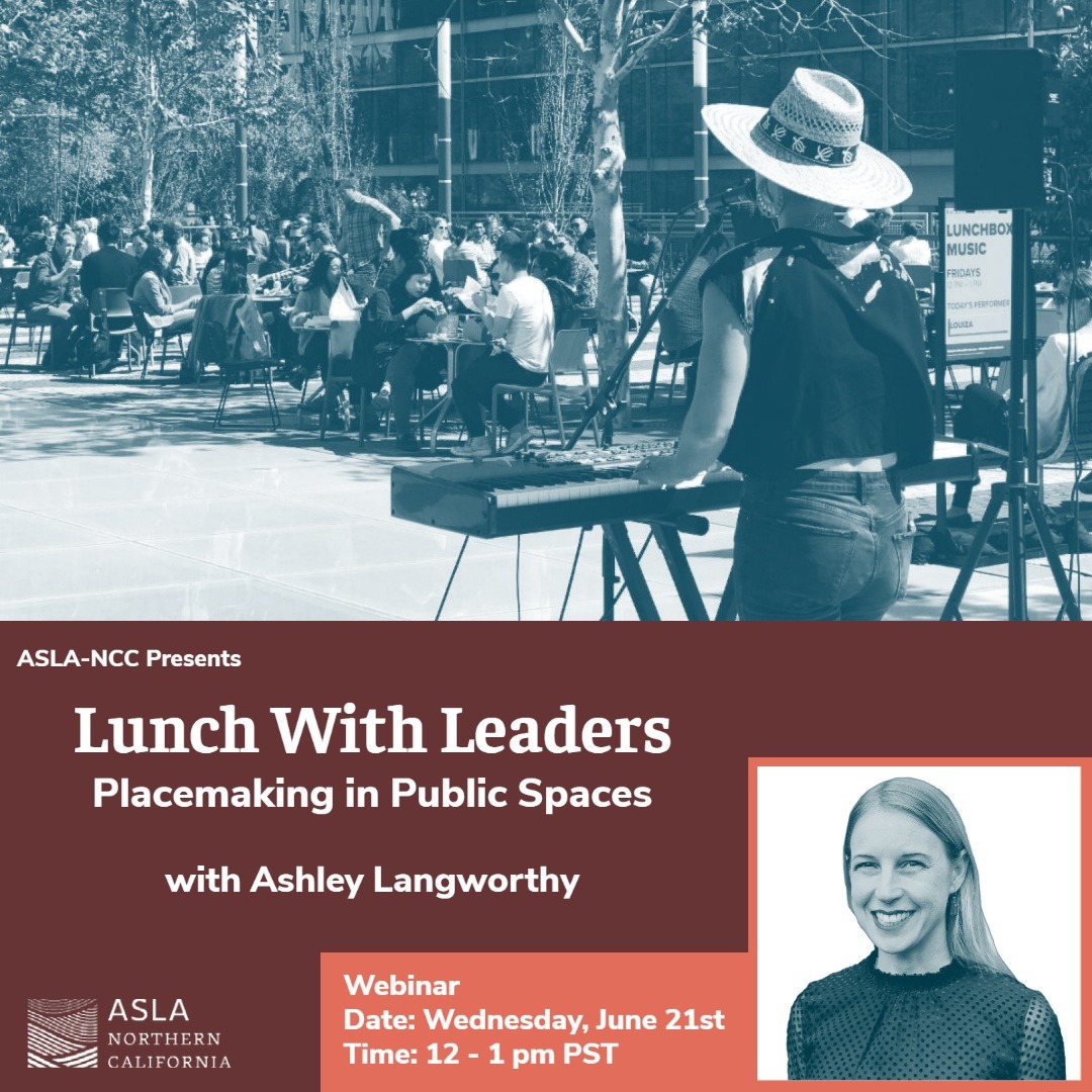ASLANorCal's tweet image. Join our webinar (conta.cc/3or9dH0) on how placemaking can create vibrant parks + public spaces. Ashley Langworthy will share the importance of passionate and engaged management as well as how programming is critical to park success and vitality!