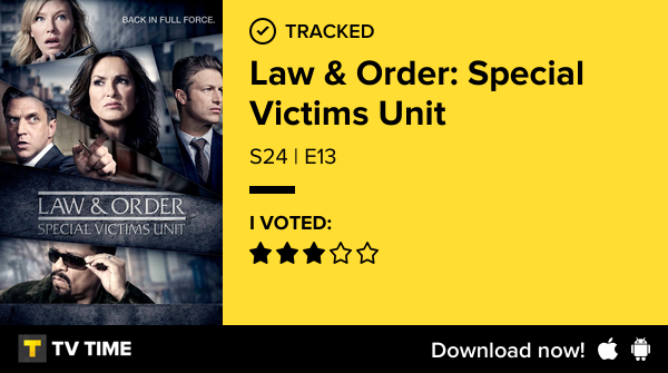 Jazzca's tweet photo. I've just watched episode S24 | E13 of Law &amp; Order: Special Victims Unit! https://t.co/eDigvDkw56 #tvtime https://t.co/uNYTZgsa80