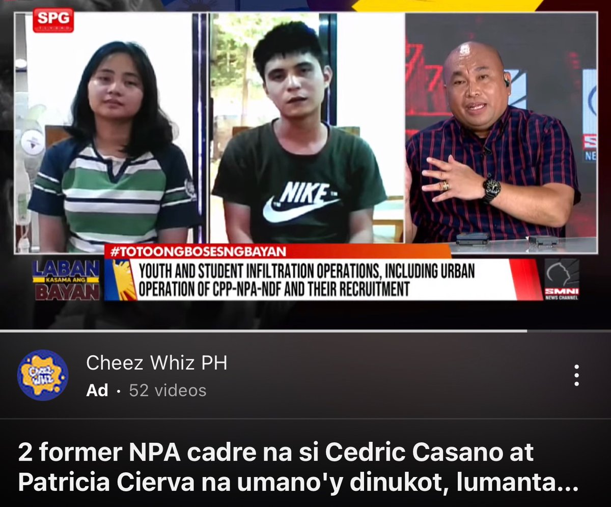 jinkydoo's tweet photo. A part of the threat I posted on 2 former students turned underground cadres was taken down. Parts of it are still on here but they appear fragmented. A thread on #CedricCasano &amp; #PatriciaCierva’s interview on SMNI  1/12 https://t.co/aBP7pAskhV