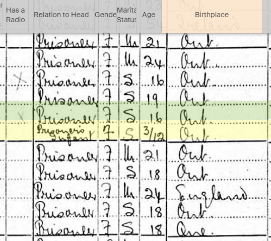 After 92 years the #1931Census reveals the names of 11 of the 19 “illegitimate” babies born, as was indicated in the Mercer annual report.  Sadly, one of the mothers would die while incarcerated.  Another mother was only 16!  What a tragedy.  More later.