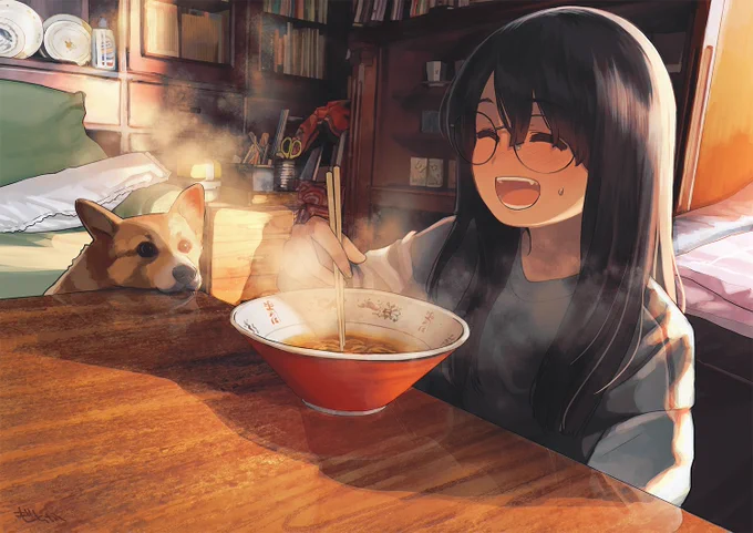 #自分の代表作だと思う絵を一枚だけ選んでみよう   今まで描いた女の子と犬の絵の中ではこれが一番好きかな。