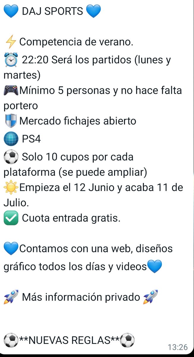 Buscamos equipos para liga de verano ☀️ 
<a href="/_chocolate3000/">AYUDAS FIFA CHOCO3K🐦</a> <a href="/AgenteGonzalezz/">AgenteGonzalezz</a> <a href="/AgenteMG03/">RepresentanteMG</a> <a href="/AyudanteSports/">AyudanteSports</a> <a href="/Ayudaclubes_/">ayudas clubes pro</a>
<a href="/AyudasCPro/">Ayudas Clubes Pro</a> <a href="/blueevil_3/">BlueEvil_3 🤙🏼</a>

RT para máxima difusión ✌️