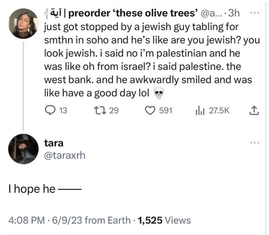 A Jewish man saying “have a good day” is literally evil and apartheid and genocide all in one

But saying you hope he dies is just “criticizing Israel”

I call this the CUNY effect