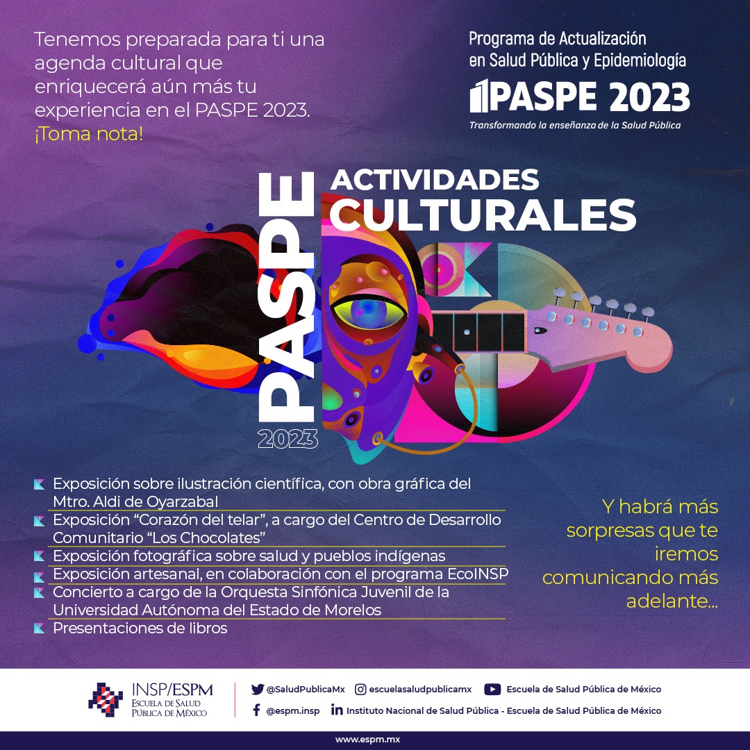SaludPublicaMx's tweet photo. 📌 Tenemos preparada para ti una agenda cultural que enriquecerá aún más tu experiencia en el #PASPE2023 🎉👏🏼
Conoce algunas de las actividades programadas aquí ⤵️
¡Toma nota y acompáñanos! ☑️
#SaveTheDate #SomosESPM #ProgramaDeVerano https://t.co/1lXsrex9px