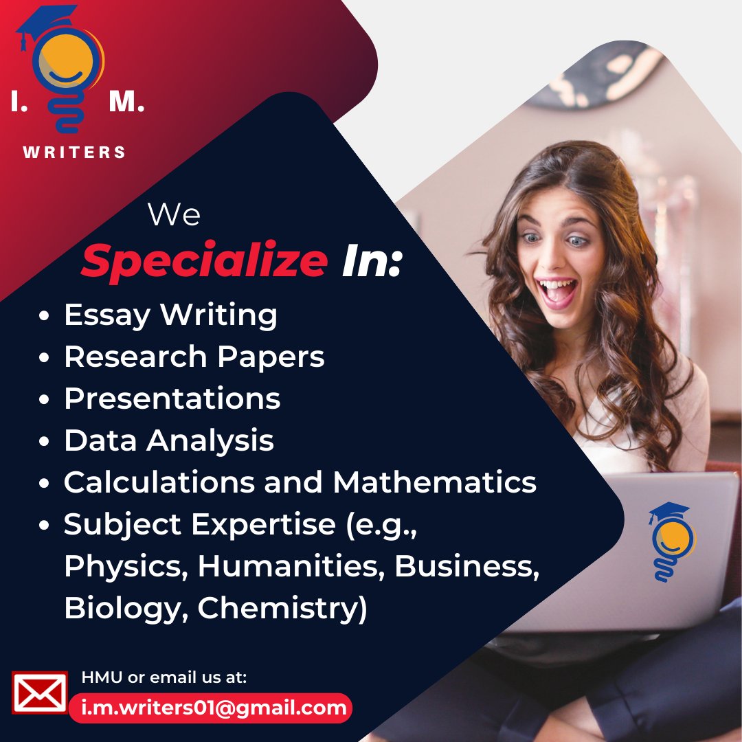 Let's get to business... Everyday here for youm

#AcademicHelp #AssignmentAssistance #EssayWritingServices #ResearchPaperHelp #HomeworkHelp #TutoringServices #OnlineLearning #EducationMatters
#OnlineWriting