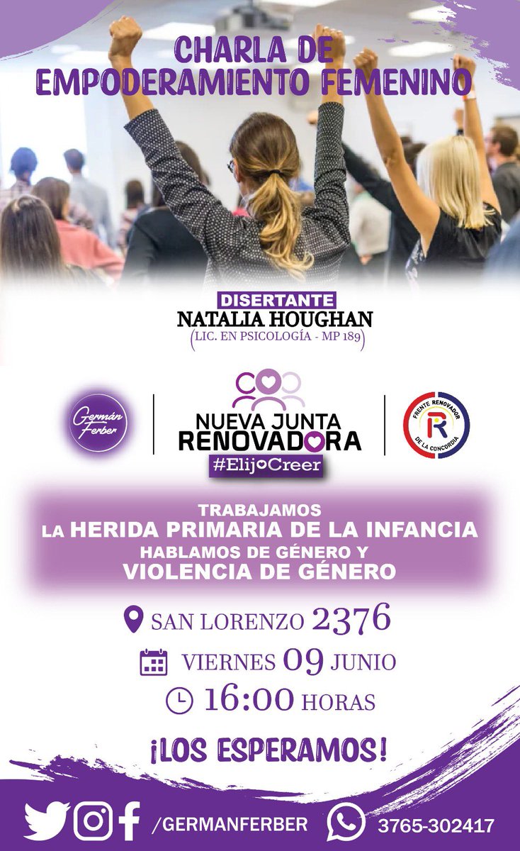 NHoughan's tweet photo. Charla sobre empoderamiento femenino 💪💜 @RGermanFerber @herrerayflia @passalacquaok @rovira_carlos conducción @MDRenovadora https://t.co/fGTOFQRLZx
