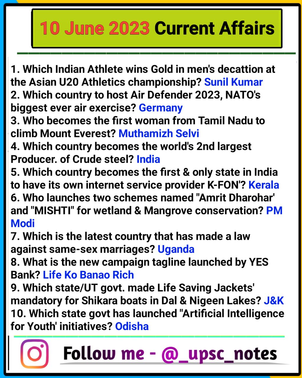 Current Affairs 10 June 2022