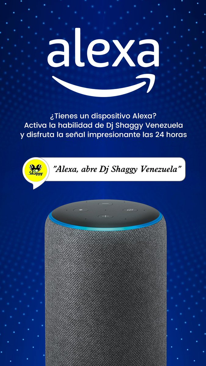 djshaggyvzla's tweet photo. ¿Tienes un dispositivo Alexa?
Ubica desde ya el Skill de:
"Dj Shaggy Venezuela"
Disfruta la señal impresionante las 24 horas
👇🏻👇🏻👇🏻
#alexa #alexaecho #alexaauto #echoauto #radio #streaming #venezuela #djshaggyvzla #djshaggyvenezuela https://t.co/MGe7Hzu4g4