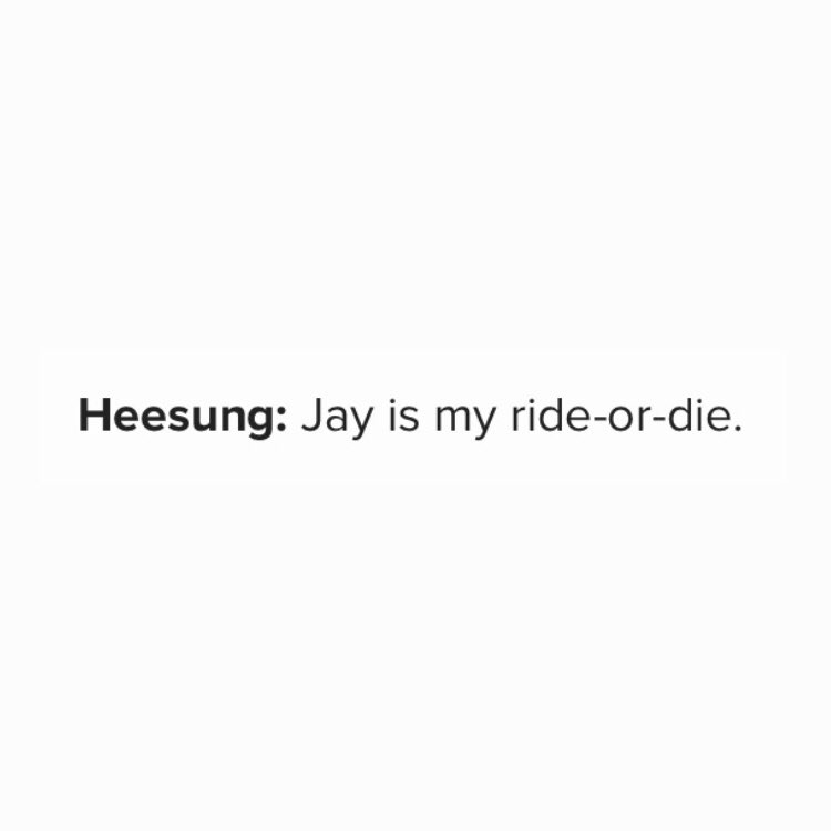 kireidattes's tweet photo. "my ride or die." maksudnya, i'm willing to do everything with you, as long as dilakuinnya sama lo. to face the world no matter the situation is. without question. even the face of danger. 

#heejay https://t.co/XIE9ShT4Td