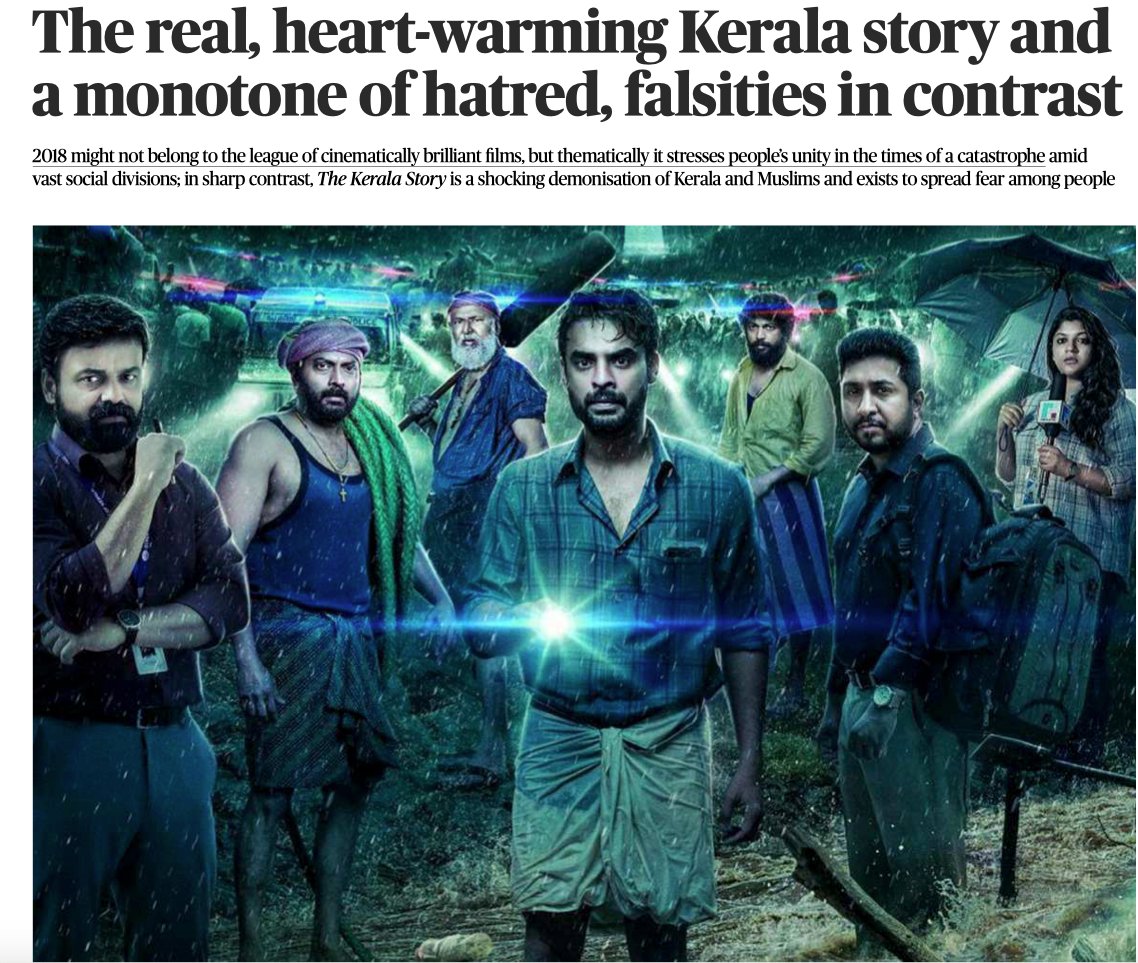 nmannathukkaren's tweet photo. My article @the_hindu: While @ttovino's 2018 based on solidarity and unity, becomes the biggest Malayalam hit, Kerala Story, targeting Muslims and Kerala, becomes a blockbuster elsewhere. When a nation embraces Goebbelsian propaganda as artistic imagination, it is in deep peril. https://t.co/rukX47iOMf