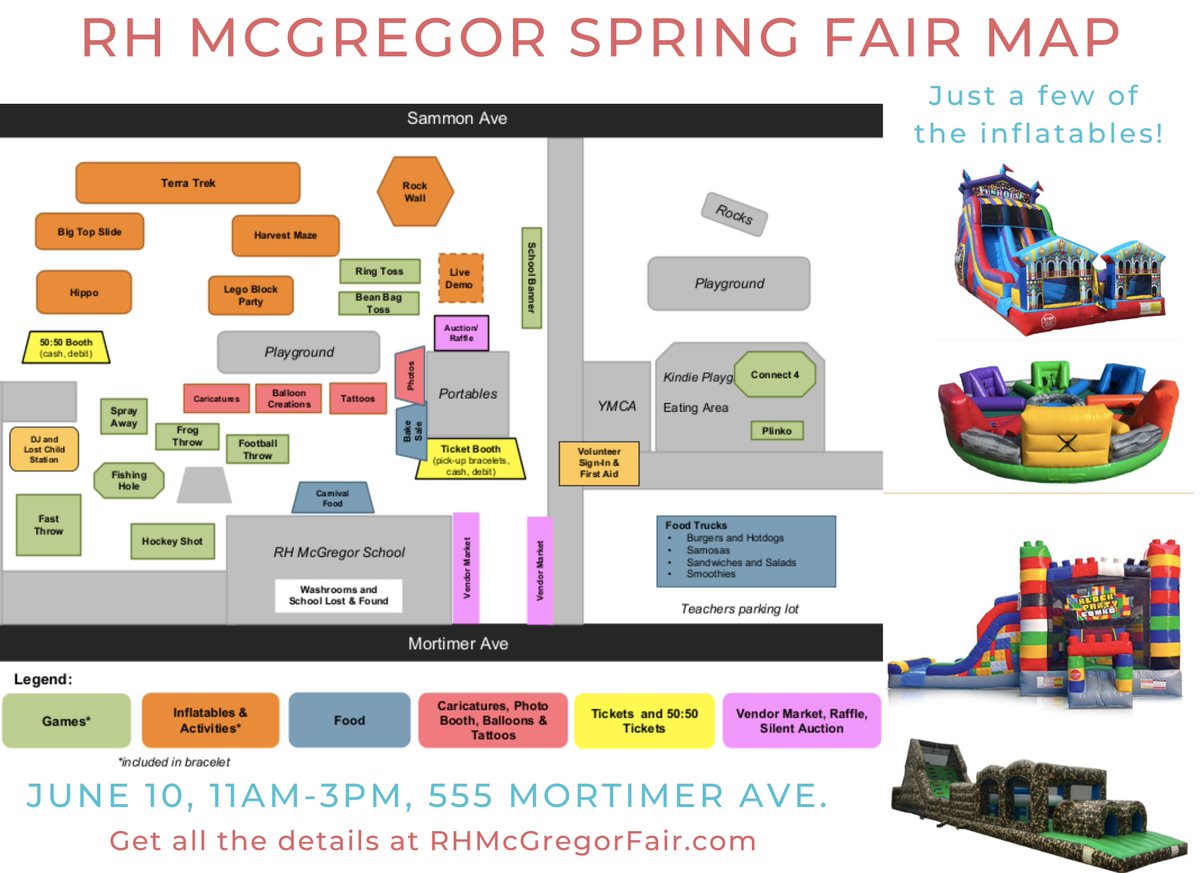 Hey #Toronto & #EastYork our Spring Fair is tomorrow, June 10 from 11am-3pm at 555 Mortimer Avenue. There will be inflatables, a vendor market, a bake sale & so much delicious food. Get the details here: rhmcgregorfair.com