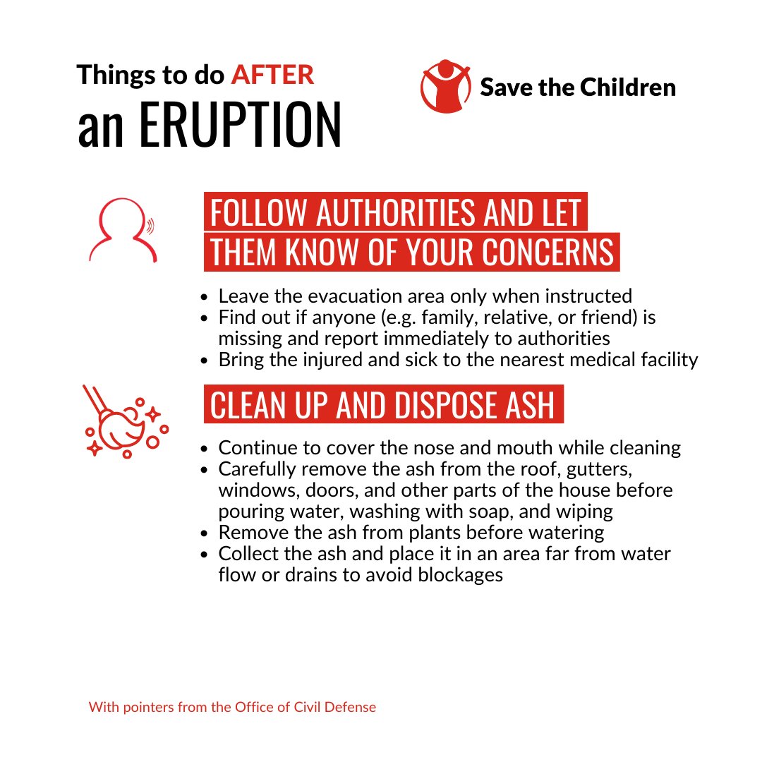 SaveChildrenPH's tweet image. ⚠️ #Mayon may erupt anytime soon. Wondering what to do before, during, and after an eruption? Here are some safety tips!

#AlertLevel3 #RedAlertOnClimate