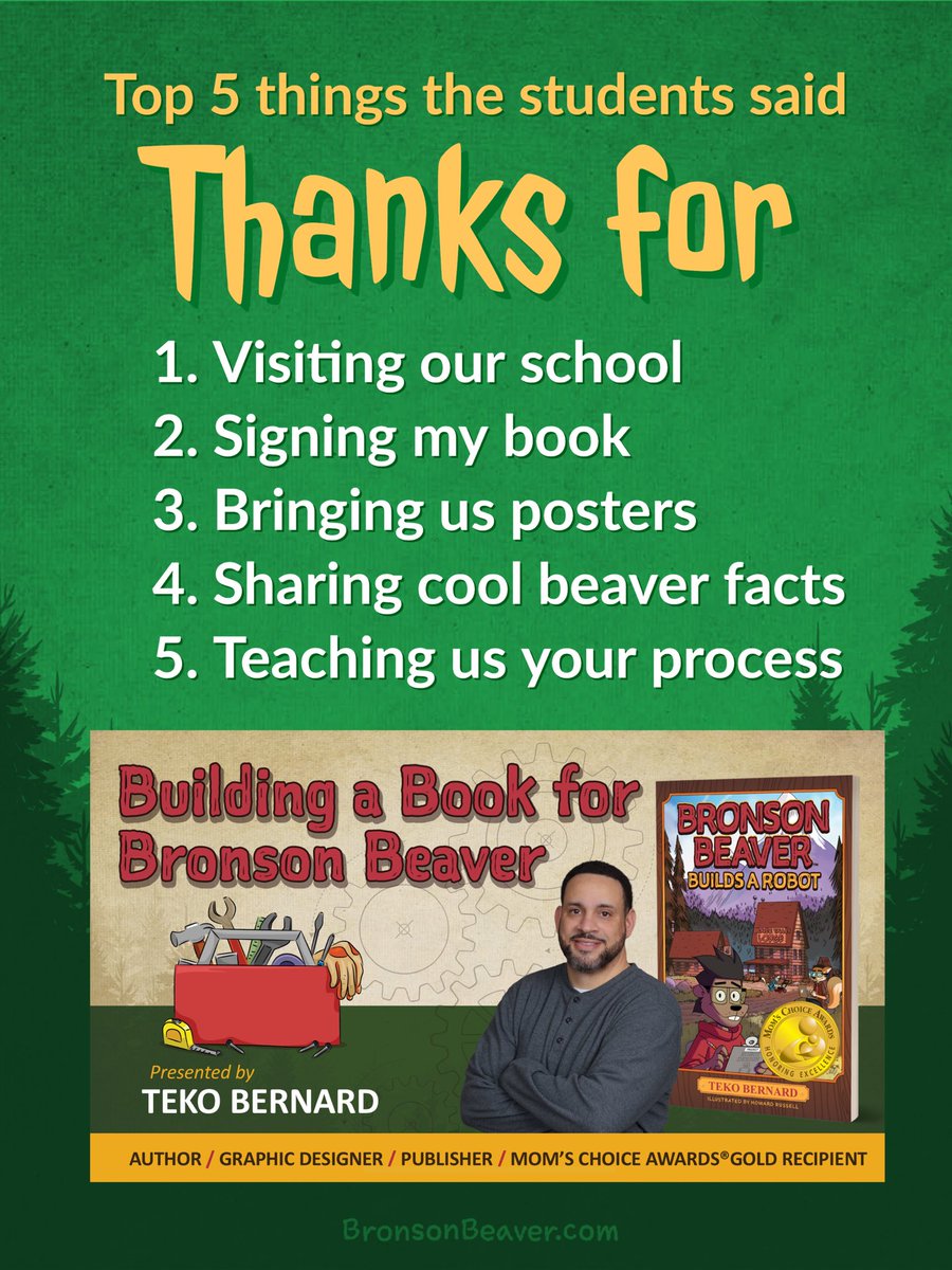 I had a blast in April giving presentations and doing a book signing session for the students at Mueller Elementary who also made it possible for every student to receive a copy of my latest book BRONSON BEAVER BUILDS A ROBOT!  #schoolvisit #bronsonbeaverbuildsarobot