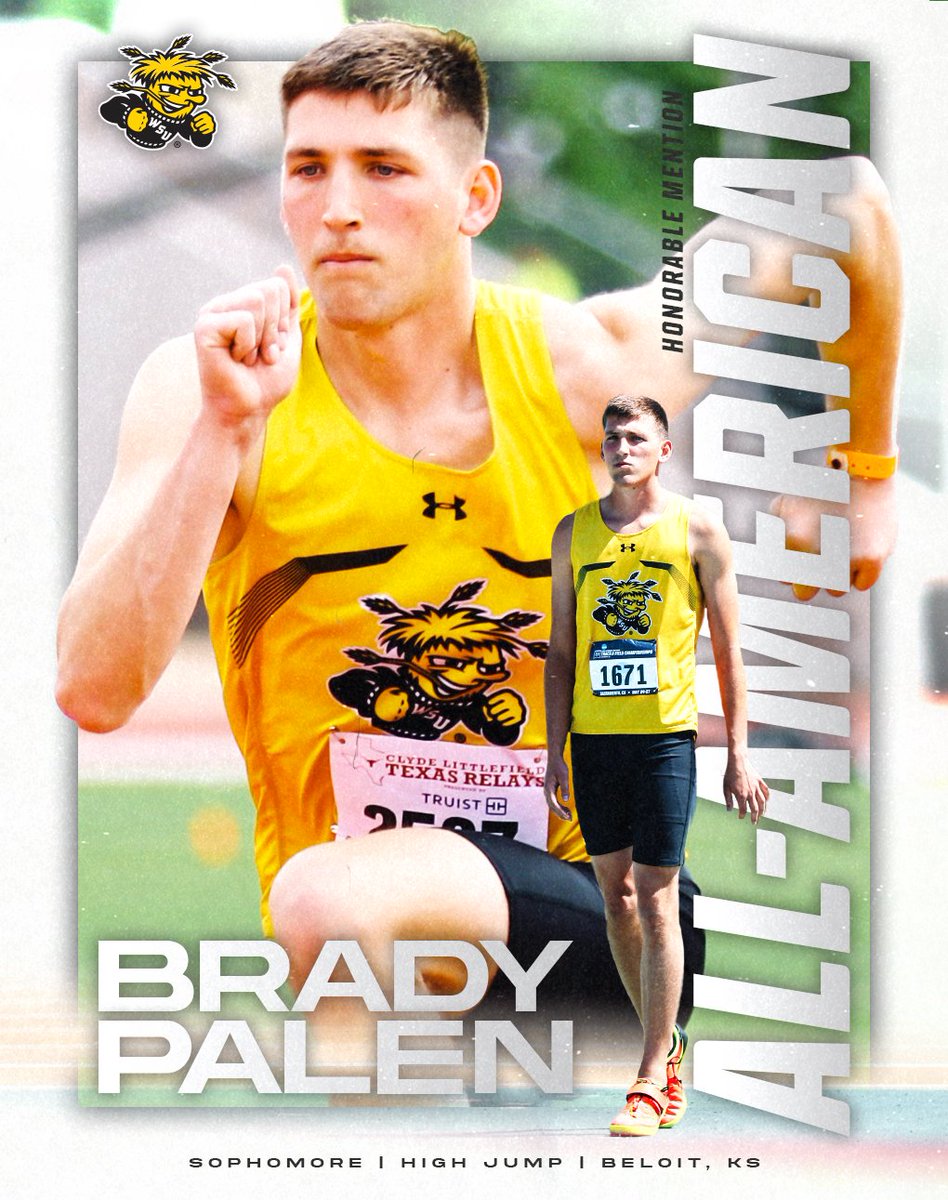 GoShockersTFXC's tweet photo. What a season 👏 

An 18th-place finish in the high jump to earn honorable mention All-America status!

@BallinPalen_ x #NCAATF https://t.co/M4vCrlG3PS