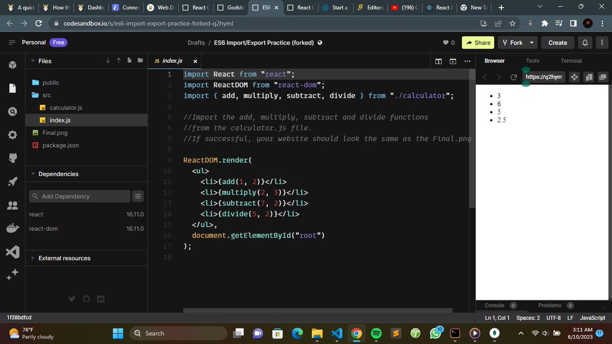 Day35: #100DaysofCode #100daysofcoding Today i learnt about react components, how to import and export jsx files And setup react in my local environment
