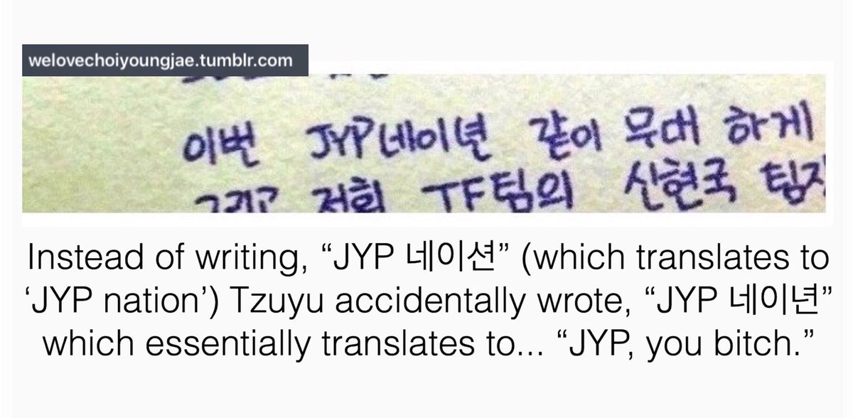tzuwieee25's tweet photo. tzuyu’s iconic “jyp you bitch” moment https://t.co/jg6JOnbK2U