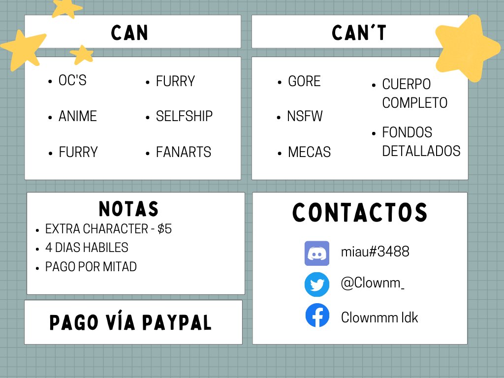 Clownm_'s tweet photo. Commission sheet pq siento q ya tengo un nivel para hacerlo y pq si 🥹🥹

#commissionopen https://t.co/Yol3ize7XO