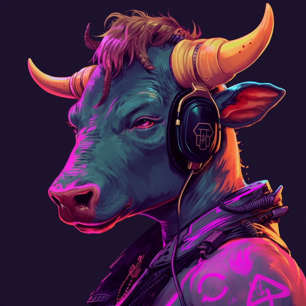 I don't always generate synthwave cows, but when I do, it's because the idea popped into my head and #midjourney let me.  Moooo. 

 #AIart