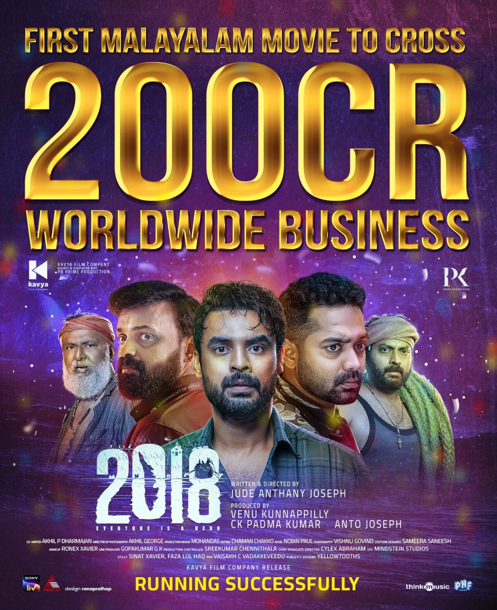 A History, #2018movie is the first Malayalam movie to reach 2⃣0⃣0⃣ CR's Club business 🚀

NOW, it's streaming on @SonyLIV 

@ttovino #AsifAli #Kunchackoboban #JudeAnthanyjoseph #TovinoThomas 
#TanviRam @trendytollyPR