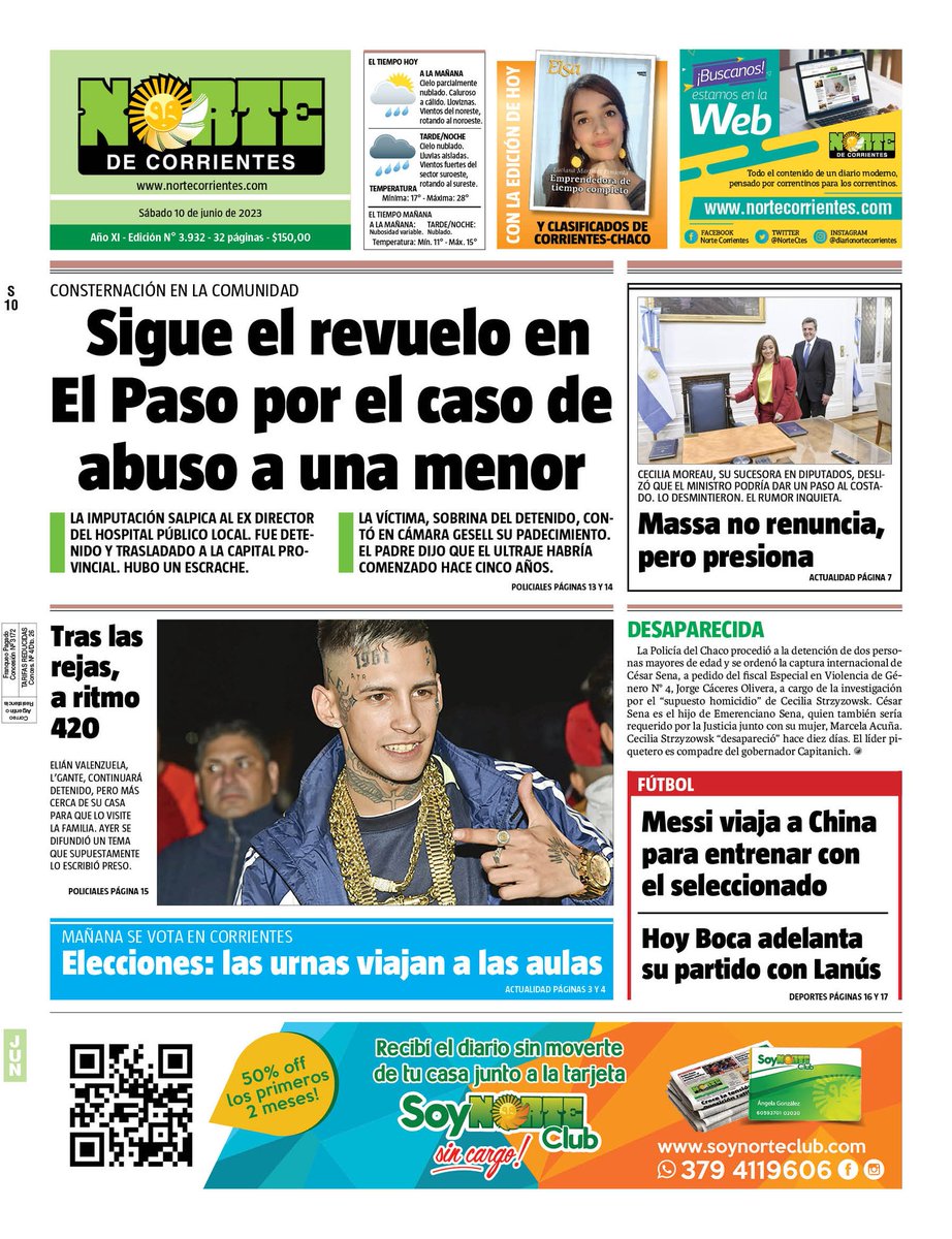 NorteCtes's tweet photo. #BuenSabado #NuestraTapa del sábado 10 de junio de 2023 de @NorteCtes @DiarioNorteCom https://t.co/SaNmLLnNZs