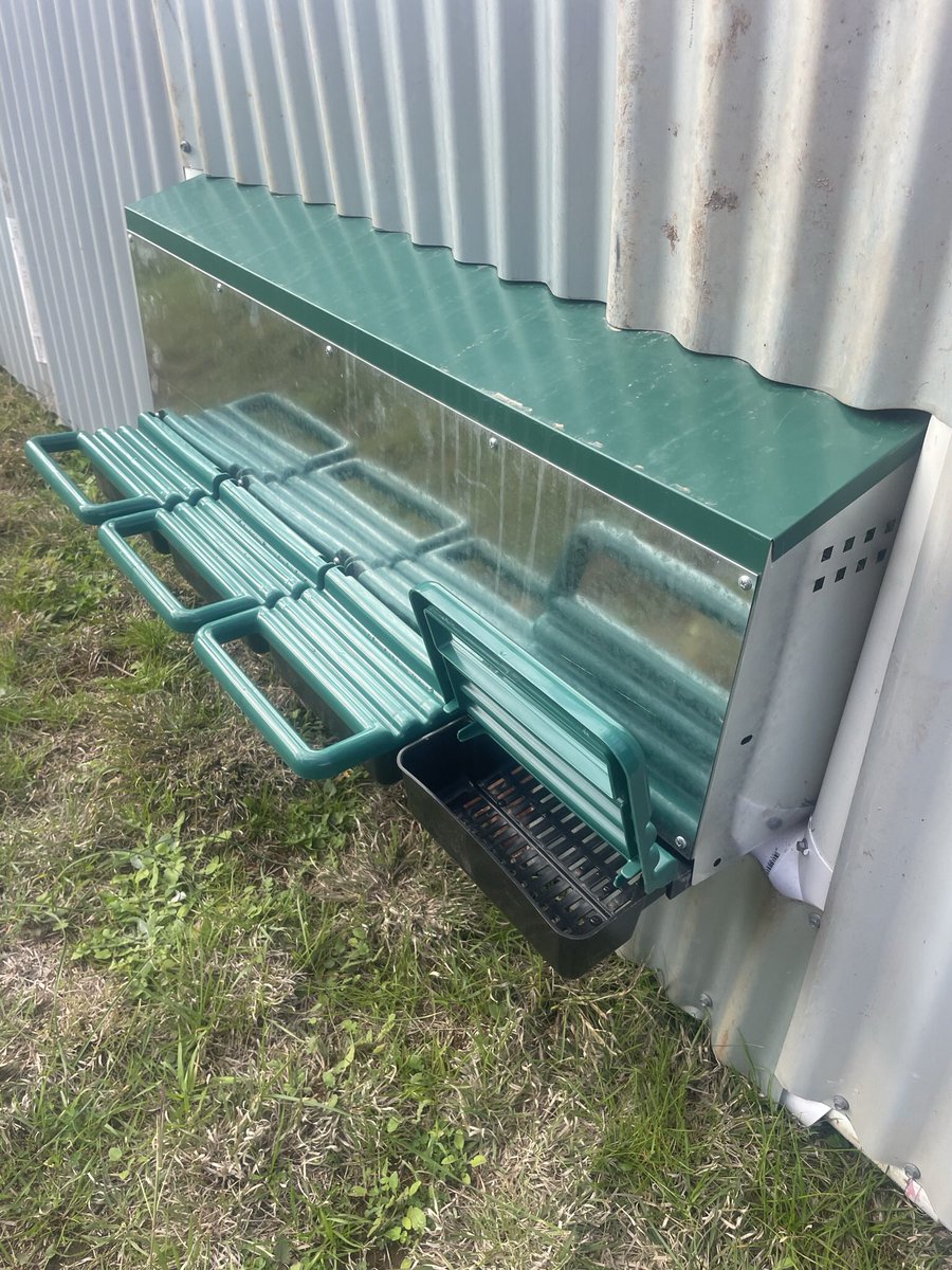 Finished a Portable Chicken Tractor so the Hens can graze on fresh grass when we move it around.
Fox Repellers and Eggs collected on the outside.