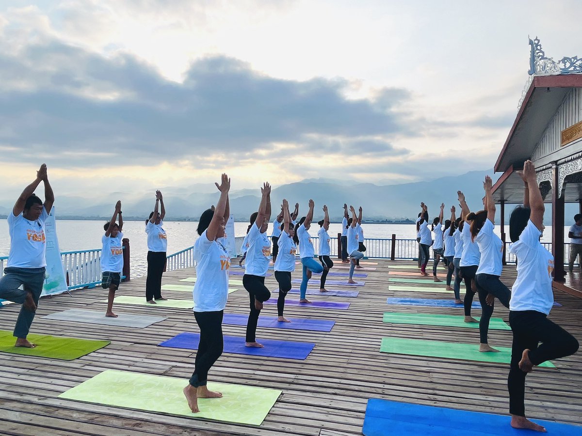 IndiainMyanmar's tweet photo. This was a part of a series of events being organised by @IndiainMyanmar at scenic locations as a part of the 9th IDY celebrations themed #WorldOneHealth - #VasudaivaKutumbakam

As we get closer to 9th IDY, we encourage everyone to join us in celebrating the spirit of Yoga! https://t.co/tW3hAIYKUR