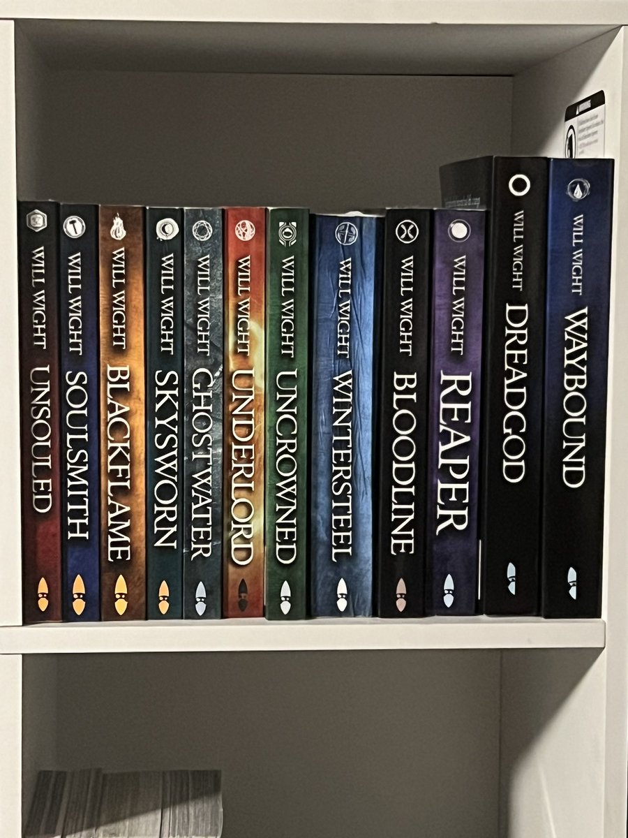 nedrow_chris's tweet photo. I love having a physical copy of of every one of my favorite series but why did the last two have to be taller than the rest? @WilliamWight https://t.co/JgyKi9ihfV