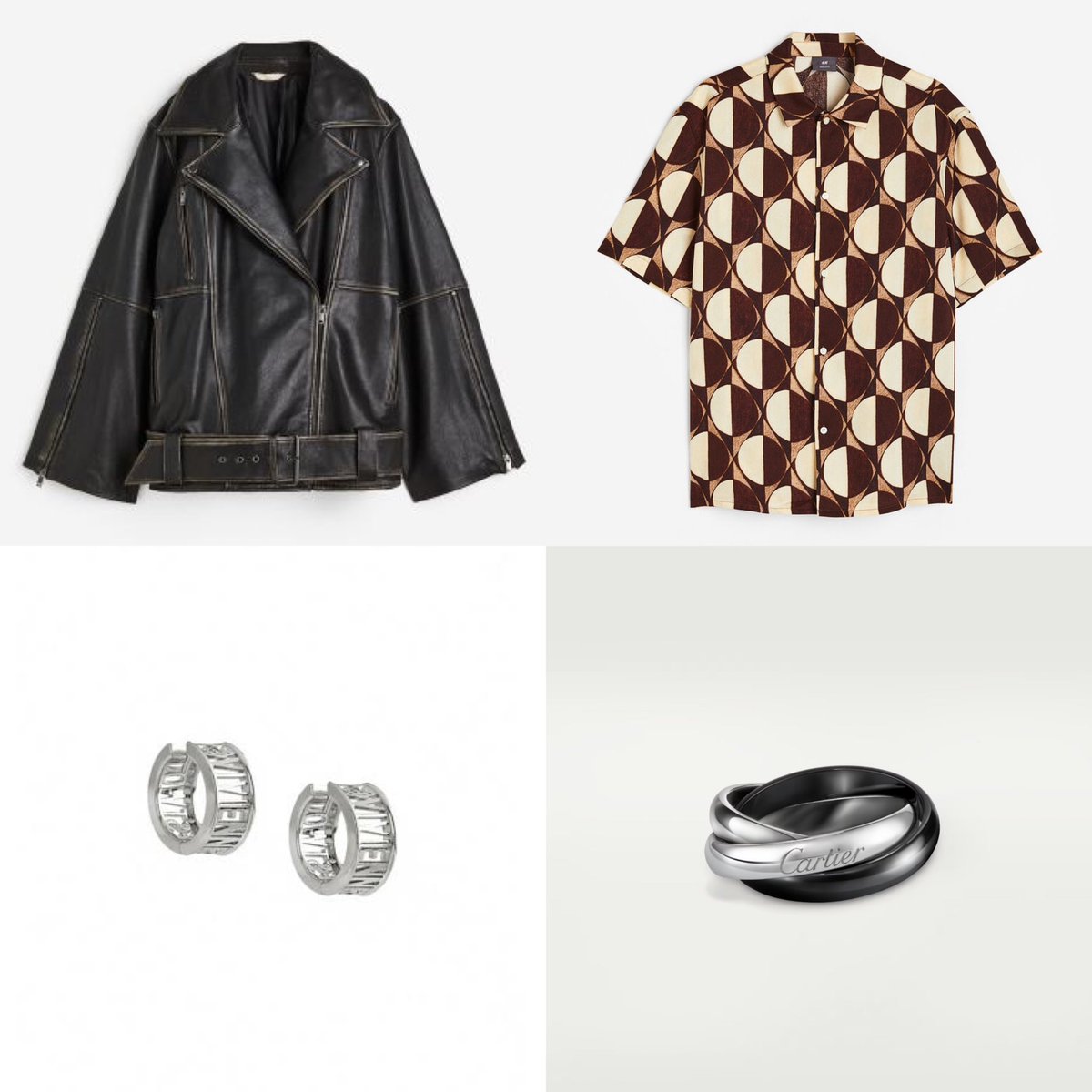 berbbooclub's tweet photo. #netsiraphopOOTD ✨
 
🖤 H&amp;M
Leather Biker Jacket (Black)

🤎 H&amp;M  
Regular Fit Short-sleeved Lyocell Shirt (Dark brown)

🩶 VIVIENNE WESTWOOD
WESTMINSTER EARRINGS 

💍 CARTIER
TRINITY RING, CLASSIC CERAMIC 

 📸 @.vaporwishes 

@netsiraphop #netsiraphop 
#TransformersXNetJames https://t.co/6H9c38kABr