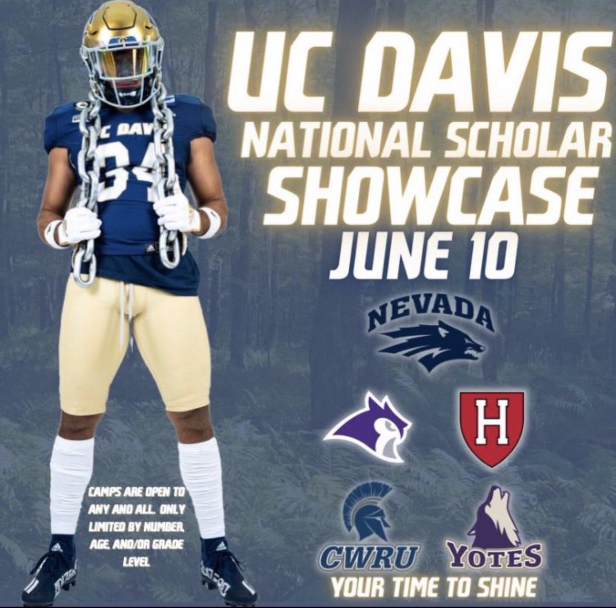 Can't wait for the upcoming weekend at the Scholar Showcase hosted by <a href="/UCDfootball/">UC Davis Football</a>! Grateful for the chance to grow, learn, and compete alongside incredible athletes at this exceptional camp. @DHawkins34 <a href="/CoachWLowe/">Coach William Lowe</a> <a href="/QuinnShanbour/">Coach Q</a> <a href="/DevonMcPeek/">Devon McPeek</a> <a href="/CoachAArceneaux/">Anthony Arceneaux</a> <a href="/CoachKWils/">Coach Ken Wilson</a>
