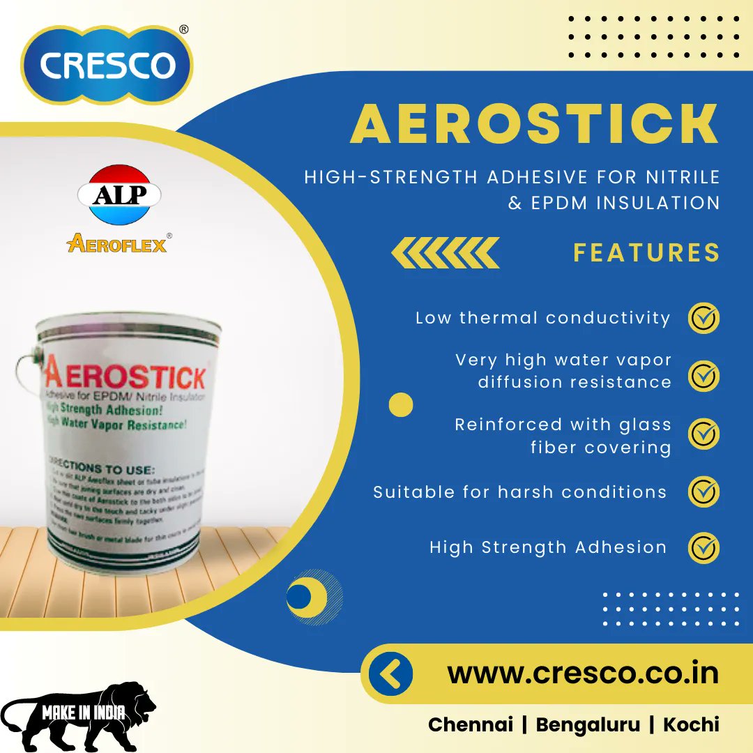 Unleash the power of AEROSTICK: the ultimate adhesive for perfect bonds! 

#cresco #crescoindustrialproducts #hvac #AEROSTICK #AdhesivePower #PerfectBonds
#StrongHold #UnleashThePower #AdhesiveSolution #UltimateAdhesive #BondingSupreme #StickTogether #chennai #kochi #bengaluru