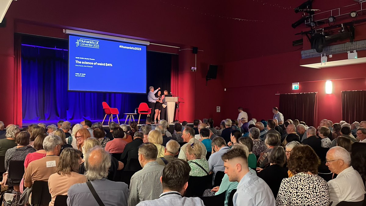 We’re dividing into two rooms now for parallel sessions discussing the energy crisis and the environment with <a href="/HumanistClimate/">Humanist Climate Action</a> <a href="/ziontree/">Zion Lights</a> and the ‘science of weird shit’ (parapsychology and animalistic psychology) with <a href="/chriscfrench/">Chris French profchrisfrench.bsky.social 🇺🇦</a>. Both talks are very popular! #Humanists2023