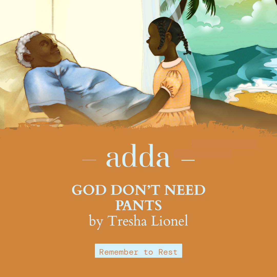 Commonwealth Foundation Creatives (@cwfcreatives) on Twitter photo Have you read any pieces from our latest Issue in the Remember to Rest collection on adda?
'God don't need long pants' by <a href="/Ororo_Munroee/">The Tresha of Yore</a> was the most popular story last month! ✨
Read it here:
addastories.org/god-dont-need-… Have you read any pieces from our latest Issue in the Remember to Rest collection on adda?
'God don't need long pants' by <a href="/Ororo_Munroee/">The Tresha of Yore</a> was the most popular story last month! ✨
Read it here:
addastories.org/god-dont-need-…
