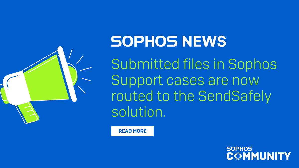 SophosSupport's tweet photo. 📣 Submit additional files to your Sophos Support case. 

Find out how to upload a file to your case using SendSafely platform by reading this link: https://t.co/TyUBXQMz0n https://t.co/McFeiTs0z8