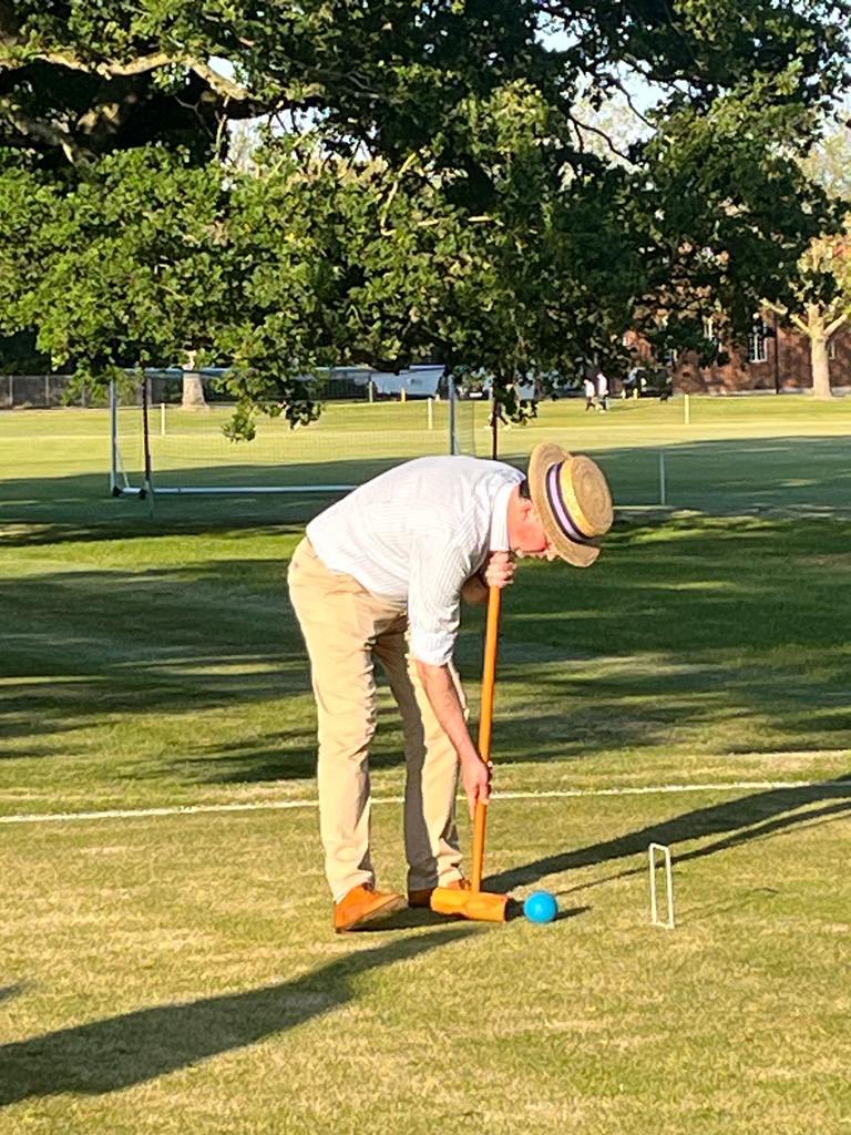 HbyParentsAssoc's tweet photo. Another HPA fun filled evening last night - croquet on Terrace in the sunshine ☀️  well done to all involved @EdmonstoneHouse @AlbansHouseUK https://t.co/dGIcfQh1z1