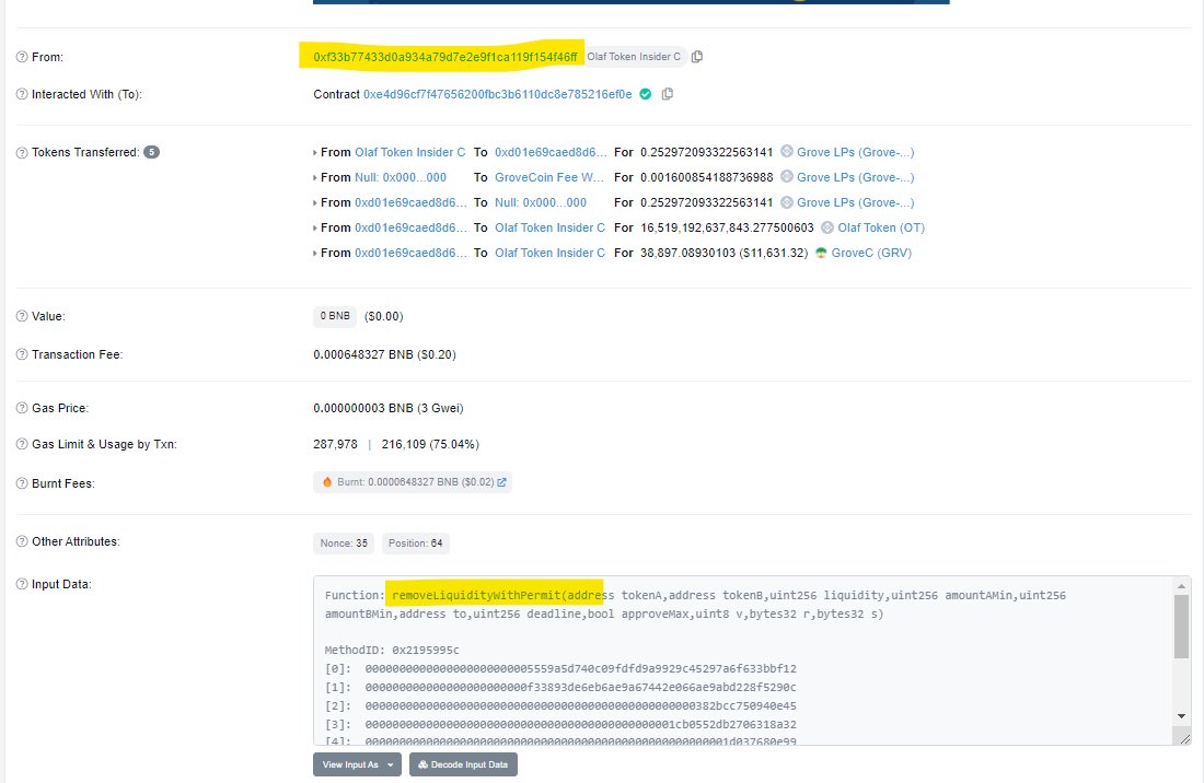 call6abe's tweet photo. @OlafTokenBSC @SafemoonStella Bullshit, the same wallet you used to add liquidity you used to pump your own charts 😂

You wanted your money back and pretended to get scammed https://t.co/8H1NA0QLlO