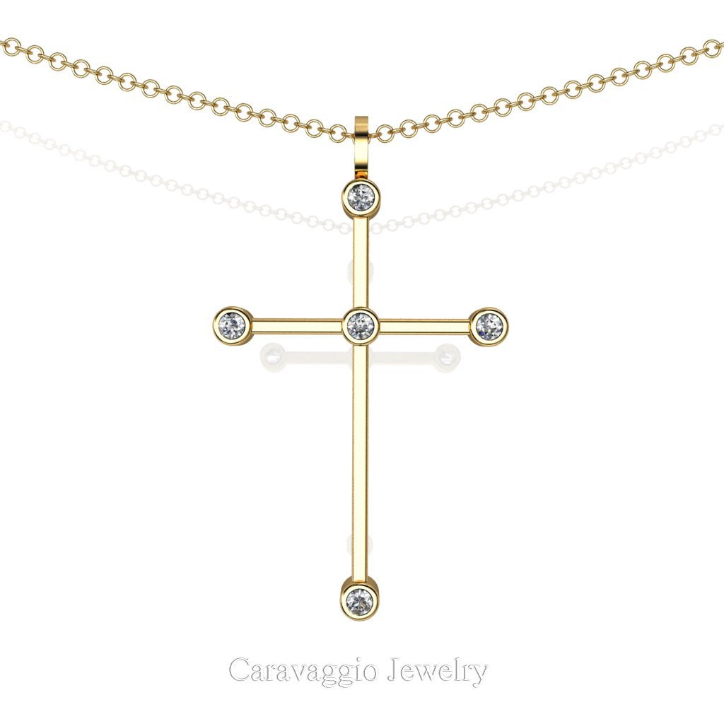 Exclusive 💎 caravaggiojewelry.com/?p=386547 Art Masters Caravaggio 18K Yellow Gold 0.15 Ct Diamond Cross Pendant Necklace 16 Inch Chain C623-18KYGD at Caravaggio™ Jewelry